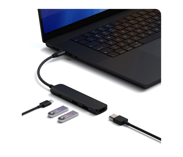 Satechi 4-in-1 USB-C Slim Multiport Adapter 4K USB-C, czarny STP4SK - 1358262 - zdjęcie 4